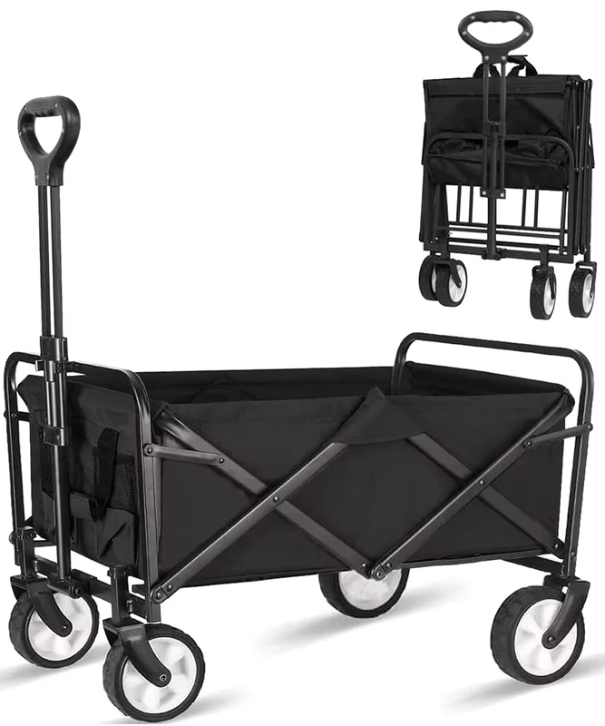 Custom OEM Multi Purpose Foldable Roll Container Iron Steel Four Wheel Small Size Easy Folding Garden Camping Shopping Storage