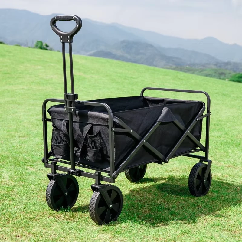 Custom Oem Outdoor Platform Structure 100l Capacity Folding Camping Trolley Cart with Adjustable Handle