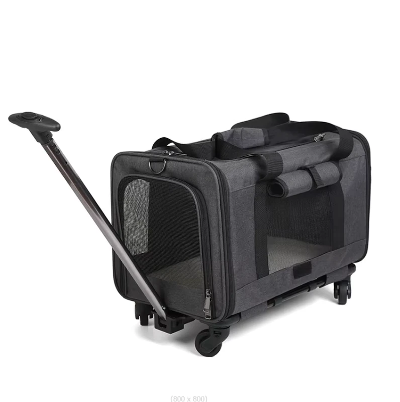 Custom Pet Carrier Travel With Wheels Removable Rolling 4 Wheels With Telescopic Walking Handle Dog Stroller Cat Trolley Bag