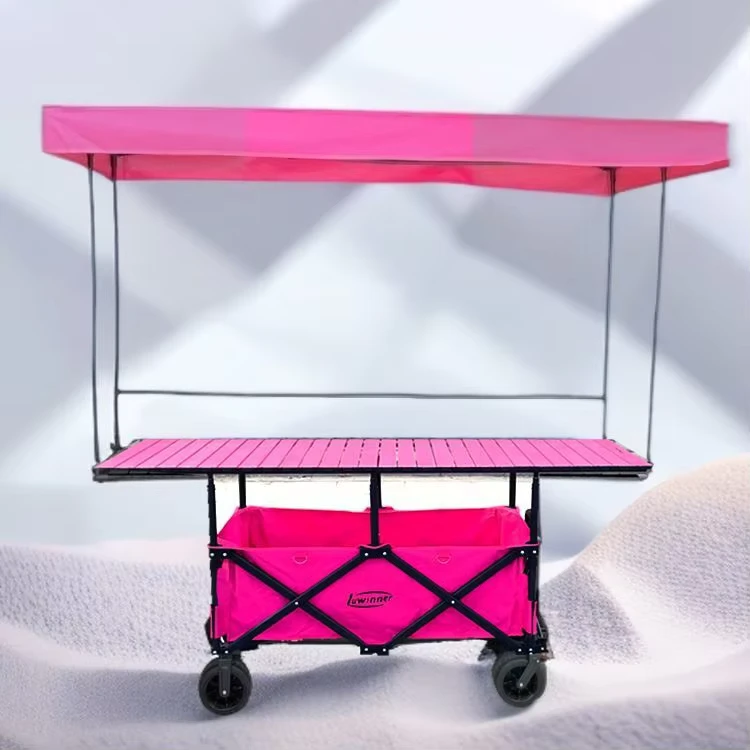Custom Portable Foldable Outdoor Shopping Wagon with Wide Four Wheel Design Removable Sunshade for Garden Beach & Camping