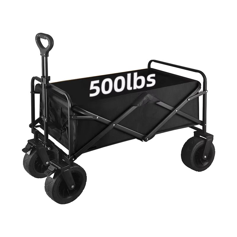 Custom Portable Small Utility Wagons Heavy Duty Folding Cart 250KG 500lb Capacity Collapsible Grocery Wagon for Beach Camping