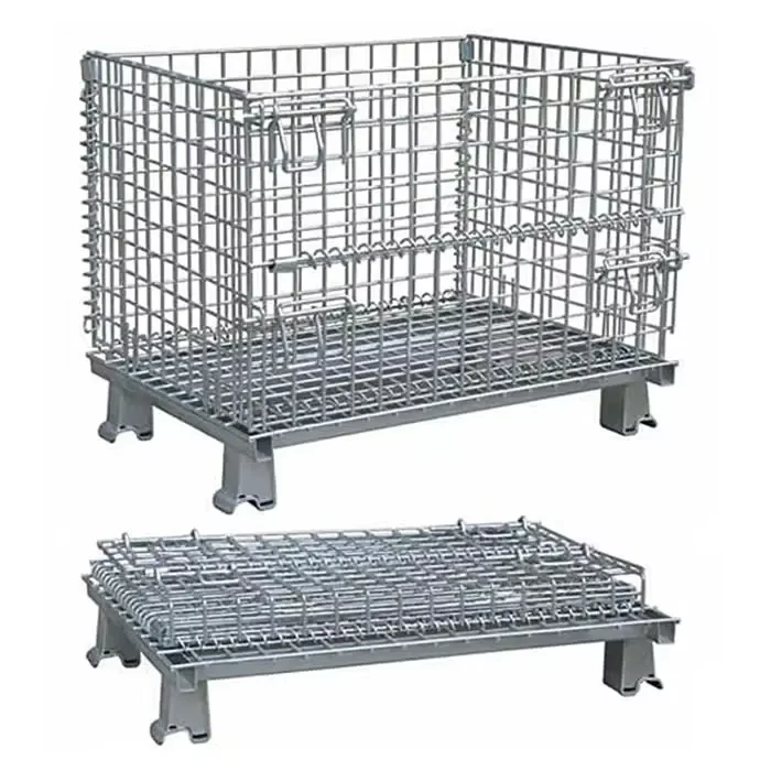 Custom Stackable Cold rolled Steel Wire Mesh Zinc Galvanized Folding Pallet Cages Storage Container