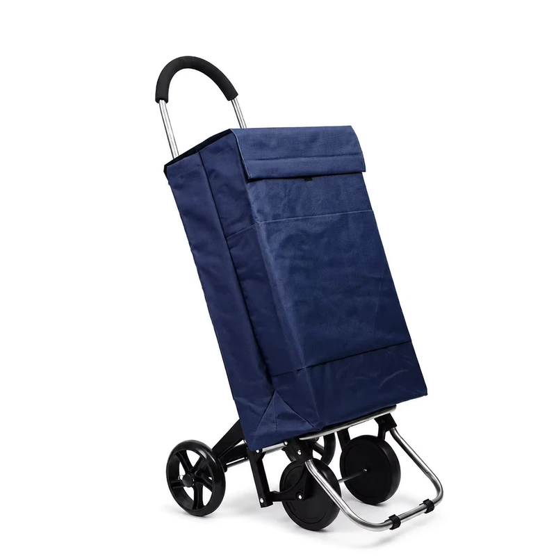 Custom Stylish Folding Shopping Trolley Cart Portable Grocery Pull Cart with Wheels for Supermarket Home and Outdoor Use