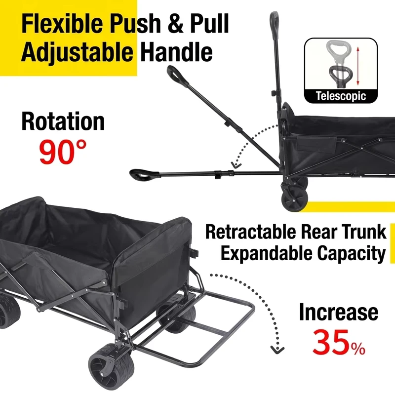 Customizable 150L Heavy Duty Foldable Wagon Outdoor Utility Trolley