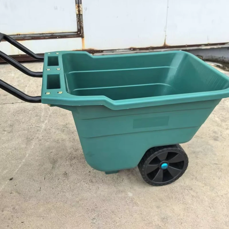 Customizable 150kg Plastic Dump Trailer Cart with Solid Rubber Wheel Platform Structure OEM for Hand Carts and Trolleys Support