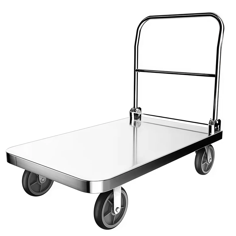 Customizable 304 Stainless Steel Truck Folding Flatbed Silent Hand pushed Tool Cart Trolley
