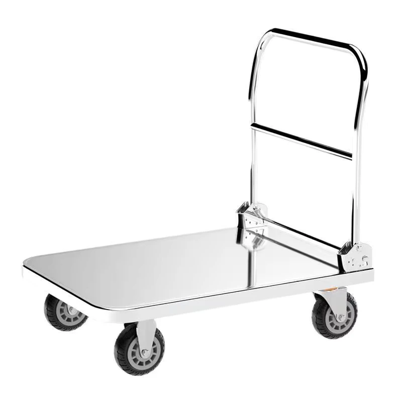 Customizable 304 Stainless Steel Truck Folding Flatbed Silent Hand pushed Tool Cart Trolley
