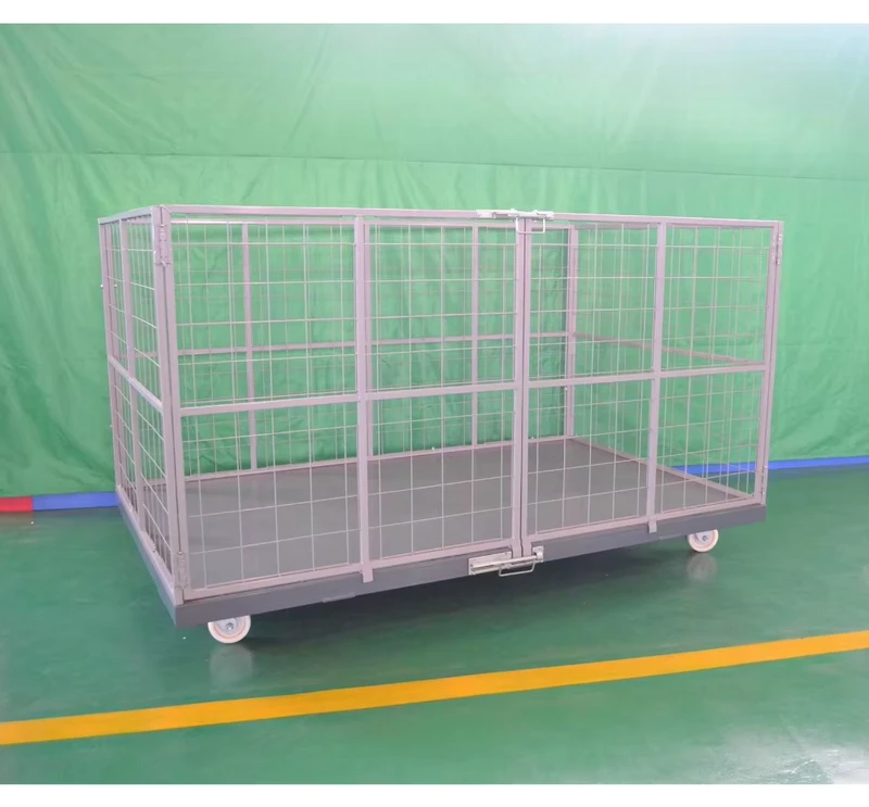 Customizable 4 Wheel Steel Storage Trolley Durable Heavy Duty Foldable Wire Mesh Rolling Cage 2000kg Warehouse Weather Resistant