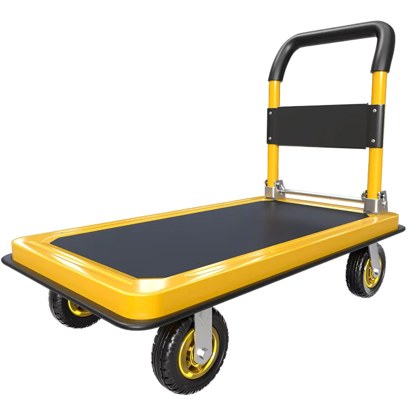Customizable 500kg Anti Slip Foldable Steel Plate Trolleys Four Wheel Design Shopping Tools Personal Belongings Transport