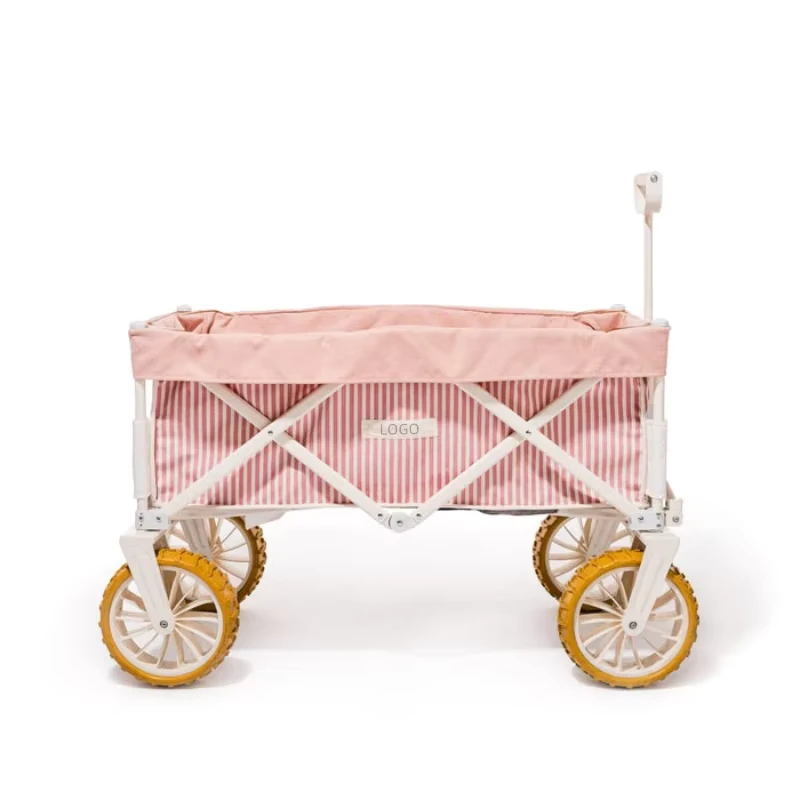 Customizable Beach Cart Portable Four Wheel Camping Wagon Cart Truck with Big Wheels for Shopping and Storage