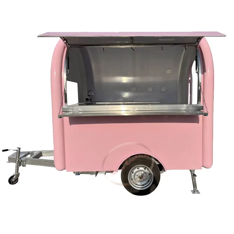 Customizable Commercial Food Cart Fiberglass Construction Stainless Steel Frame Outdoor BBQ Fast Food Chips Rust Resistant 1