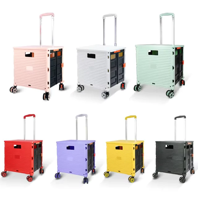 Customizable Durable Plastic Foldable Shopping Trolley Cart for Shops and Malls