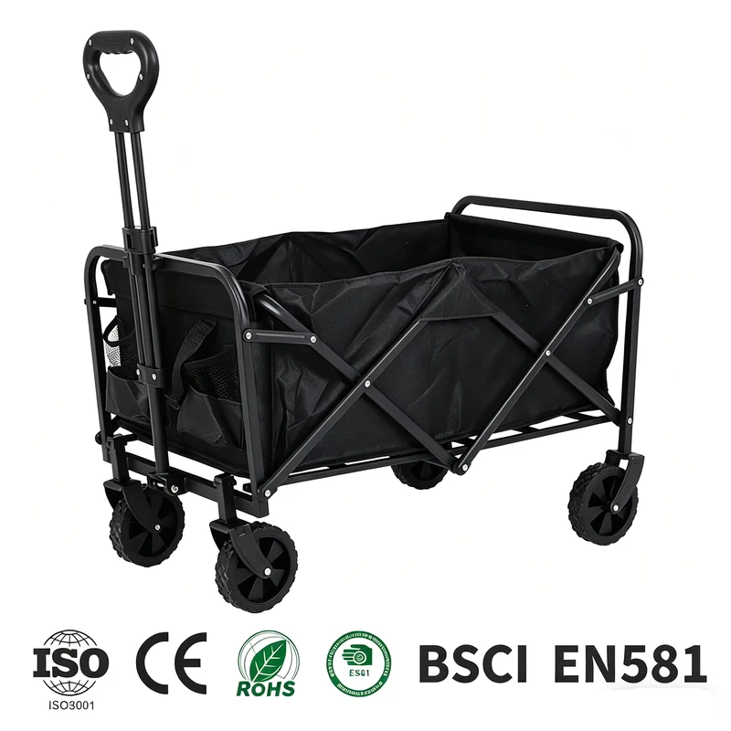 Customizable Folding Picnic Shopping Cart Convenient For Outdoor Camping Stall Buying Vegetables Wood Enclosed Foldable Storage