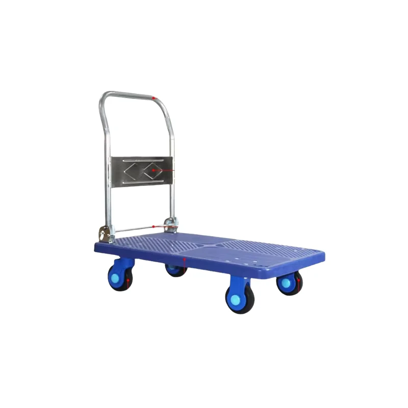 Customizable Four-Wheel Folding Push Cart with Silent Platform Trolley Convertible Hotel Hand Truck for Carrying OEM Support