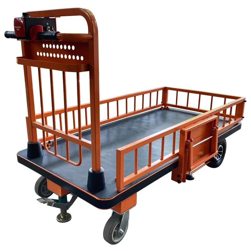 Customizable Four Wheel PU Steel Platform Electric Warehouse Truck 500kg Capacity Heavy Duty Wood Hand Cart Hand Carts Trolleys