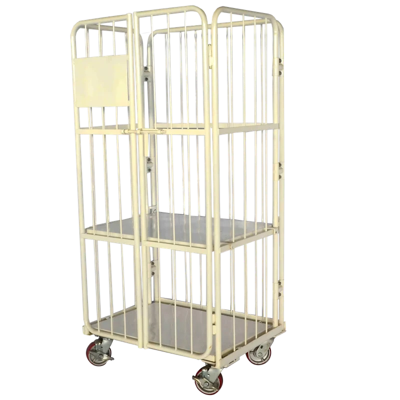 Customizable Four Wheel Steel Trolley Collapsible Industrial Storage Container Roll Structure for Warehouse Hand Cart Use OEM