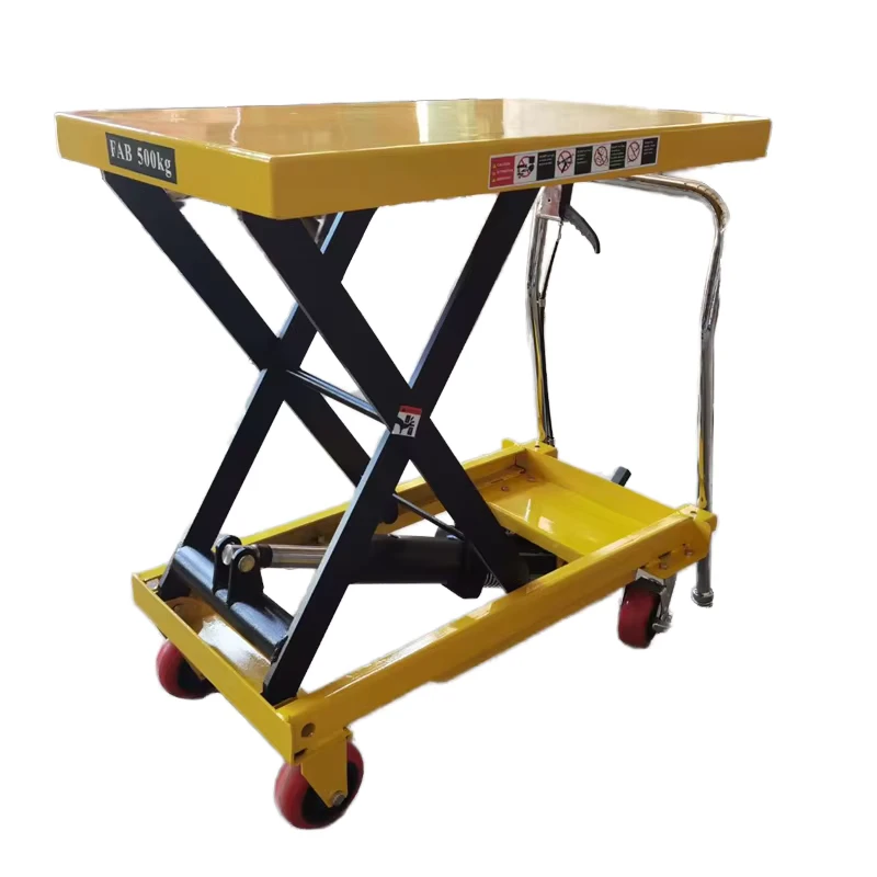 Customizable Four wheel Structure Portable Electric Self loading Hand Cart Trolley Scissors Lift PA Model 40kg