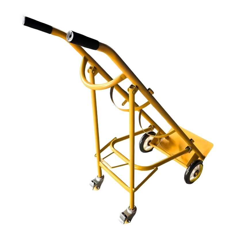 Customizable Heavy Duty Double Handle Enclosed Metal Industrial Solid Wheel Hand Trolley Gas Cylinder Hospital Trolley