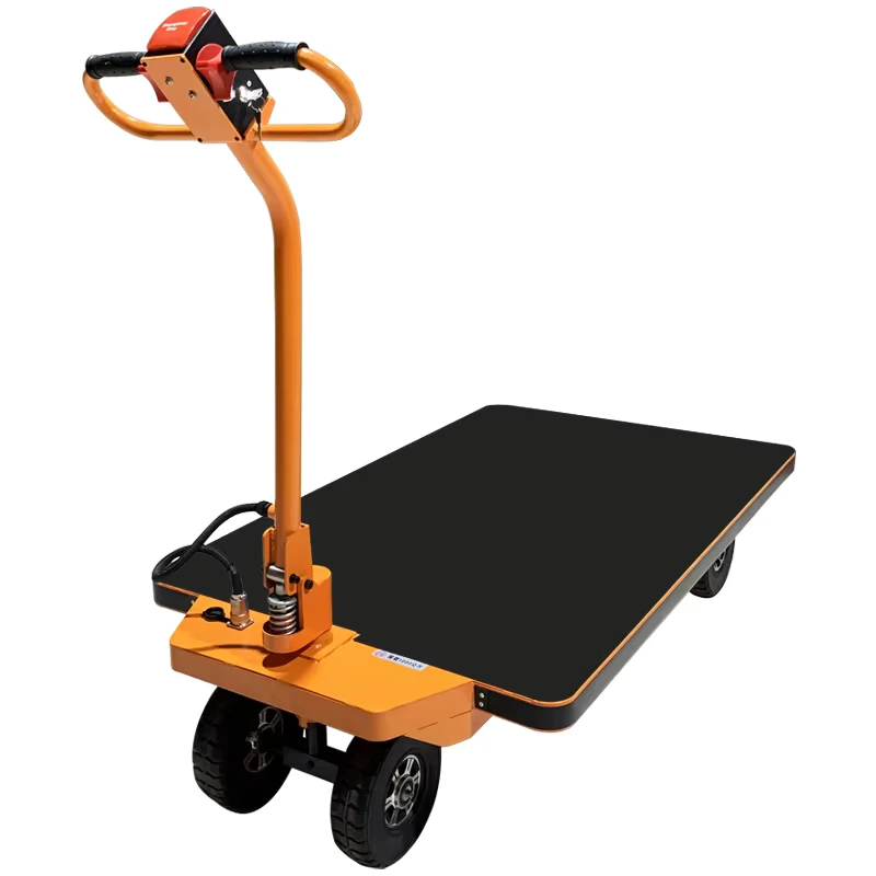 Customizable Heavy-Duty Electric Four-Wheel Platform Trolleys Warehouse Hand Cart for Efficient Material Handling