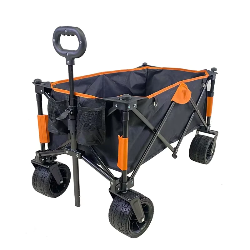 Customizable Heavy Duty Four Wheel Metal Steel Beach Trolley Cart OEM Folding Wagon Platform for Shopping Storage Tools