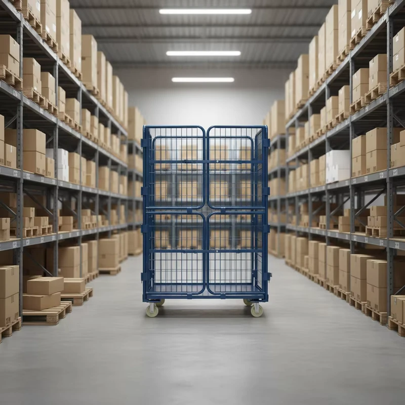 Customizable Heavy Duty Metal Wire Roll Container Logistic Cage Trolley with Adjustable Layers for Warehouse Order Fulfillment