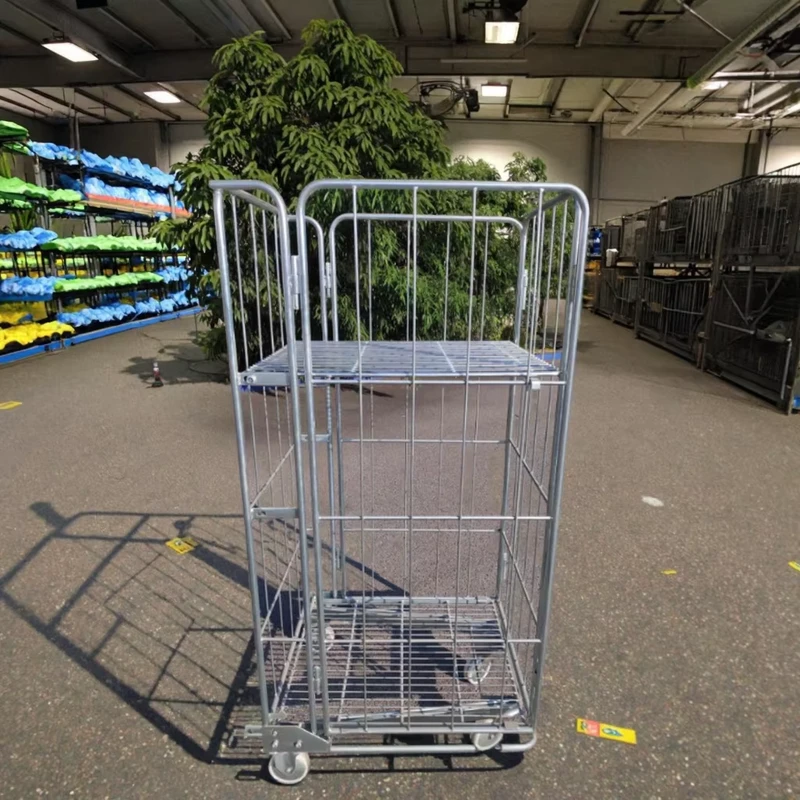 Customizable Heavy Duty Steel Wire Container Big Foldable Roll Trolley Cage Professionally Designed Warehouse Storage Equipment