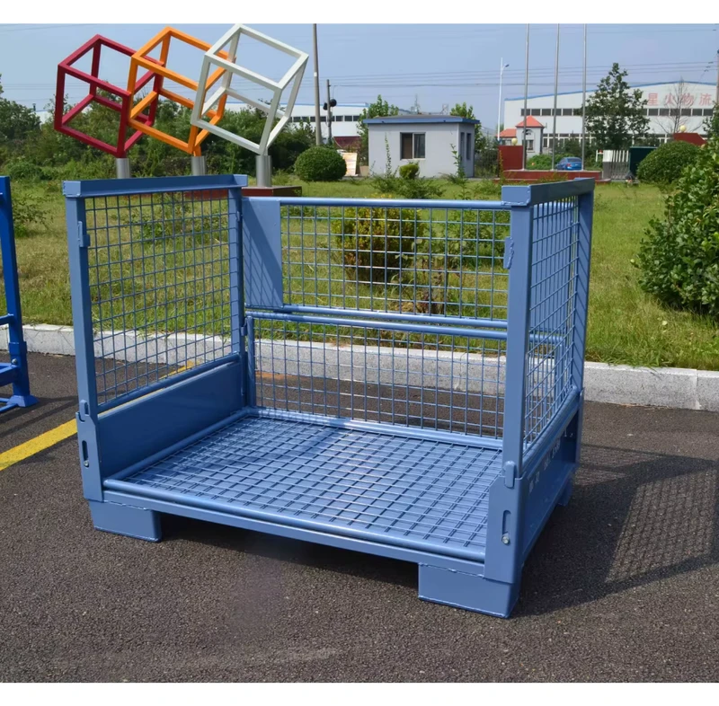 Customizable Industrial Four Wheel Portable for Trolleys Mild Steel Foldable Roll Cage Wire Mesh Tool Storage Equipment