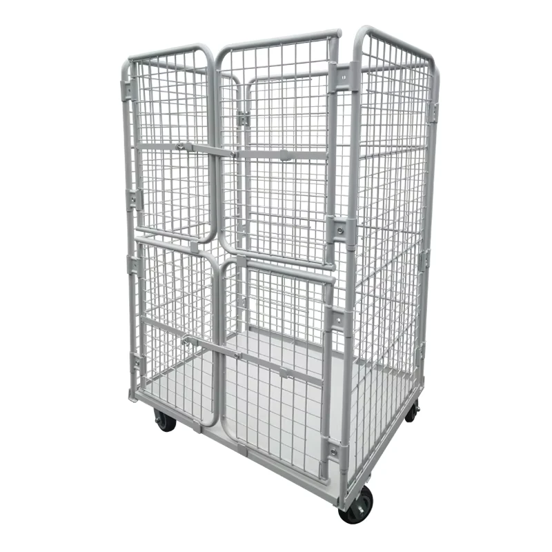 Customizable Industrial Four Wheel Steel Trolley Collapsible Storage Container Roll Structure for Warehouse for Hand Carts