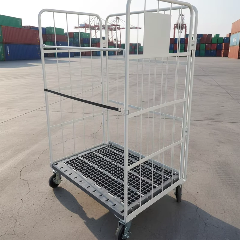 Customizable Industrial Roll Container Four Wheel Collapsible Steel Storage Trolley Easy Transport Cart for Warehouse Logistics