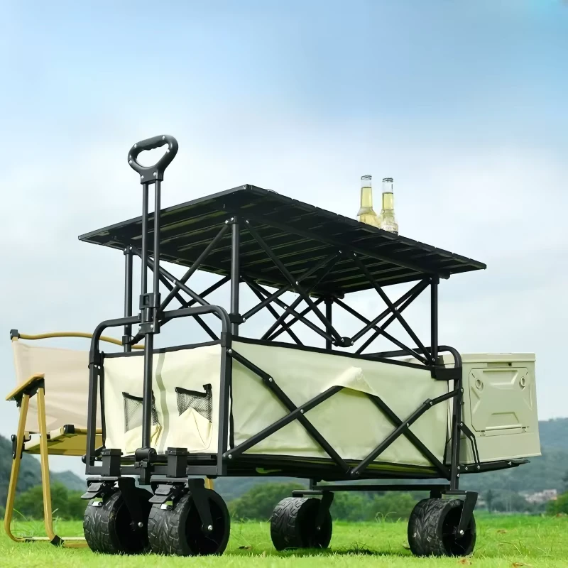 Customizable Large Capacity Outdoor Folding Trolley Wagon Cart Portable Utility Roll Container for Camping Park Use OEM Accepted
