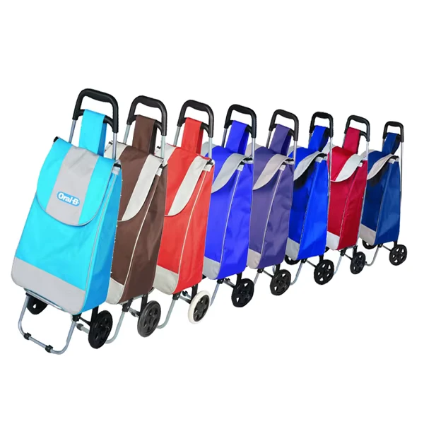 Customizable Logo 600d Polyester Durable Folding Shopping Trolley Cart Aluminum Foldable Supermarket Carts With Wheels