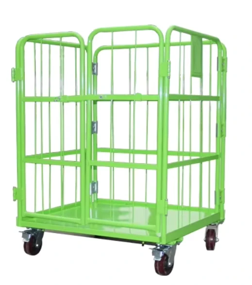 Customizable Metal Roll Container Trolley for Warehouse Supermarket Logistics 500kg Nesting Parcel Trolley with Door OEM Support