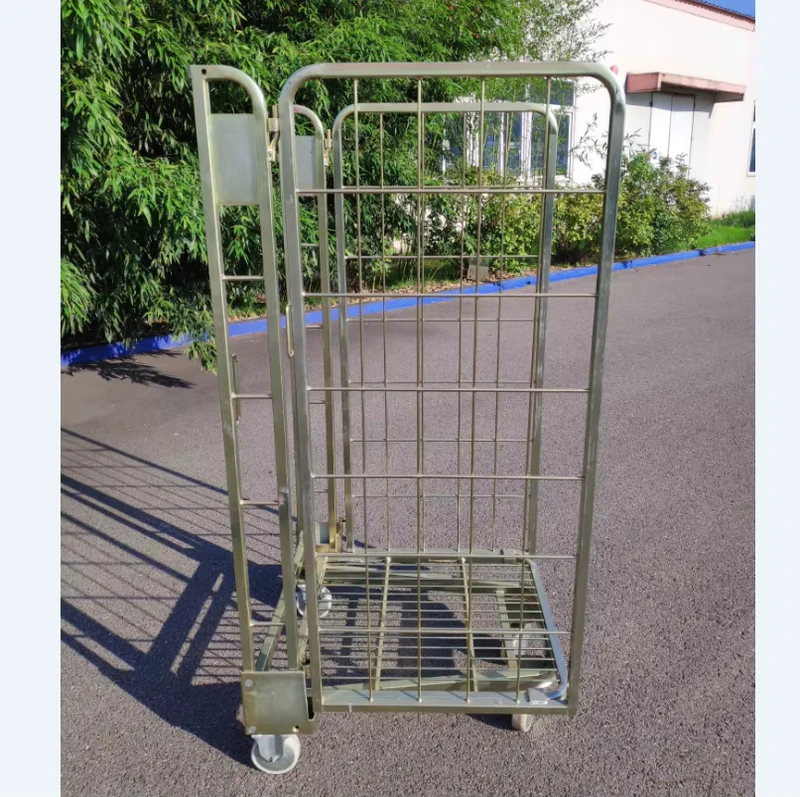 Customizable Metal Warehouse Cart Trolley Roll Cage Container Storage Durable Collapsible Foldable Design Direct
