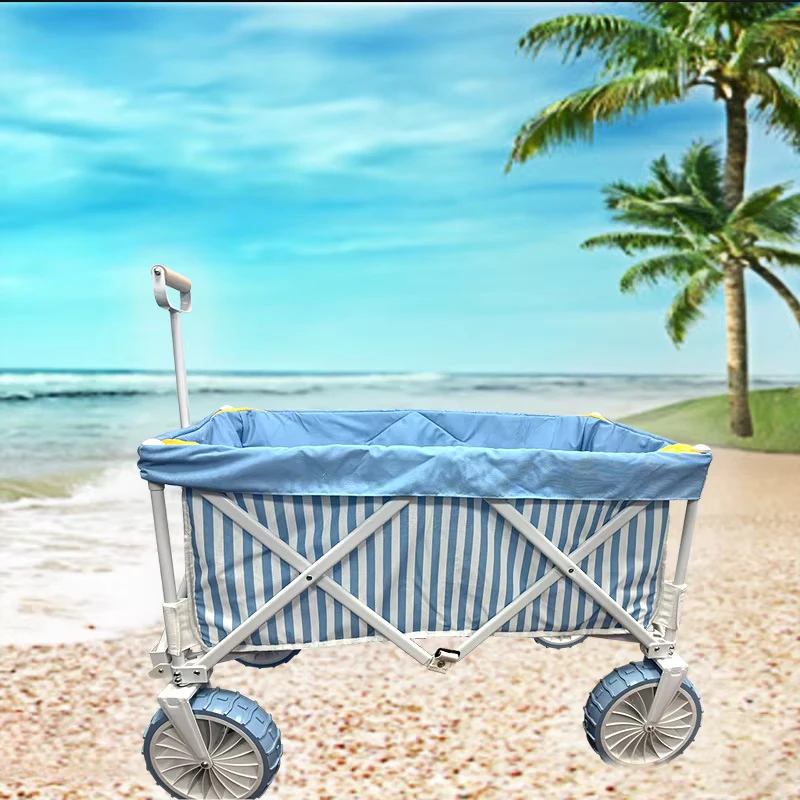 Customizable Multi Functional Four Wheel Roll Container Camping Wagon Cart Heavy Duty Iron Family Outdoor Foldable OEM