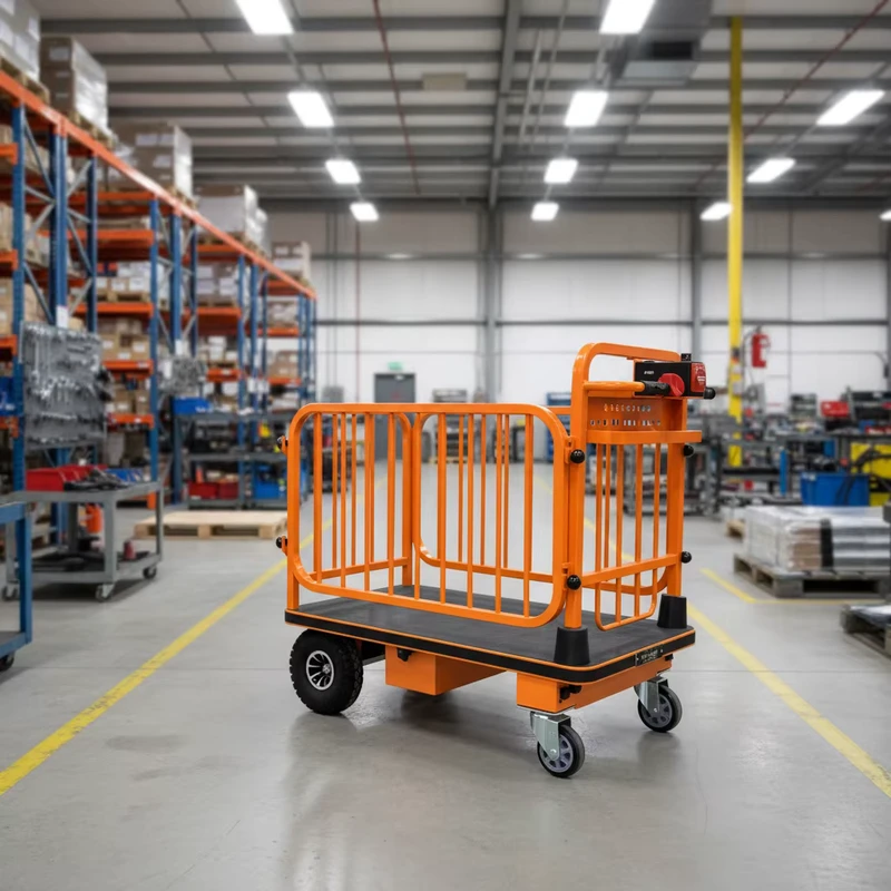 Customizable OEM Four Wheel Electric Hand Cart Trolley for Heavy Load Moving in Warehouse Applications
