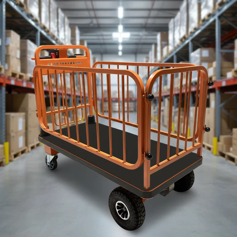 Customizable OEM Four Wheel Electric Warehouse Hand Cart Trolley Efficient Heavy Load Moving