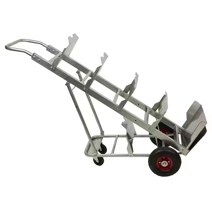 Customizable OEM Heavy Duty Steel Folding Hard Trolley 5 7 Water Bottles Capacity Four Wheel Platform Hand Truck Tools MBL