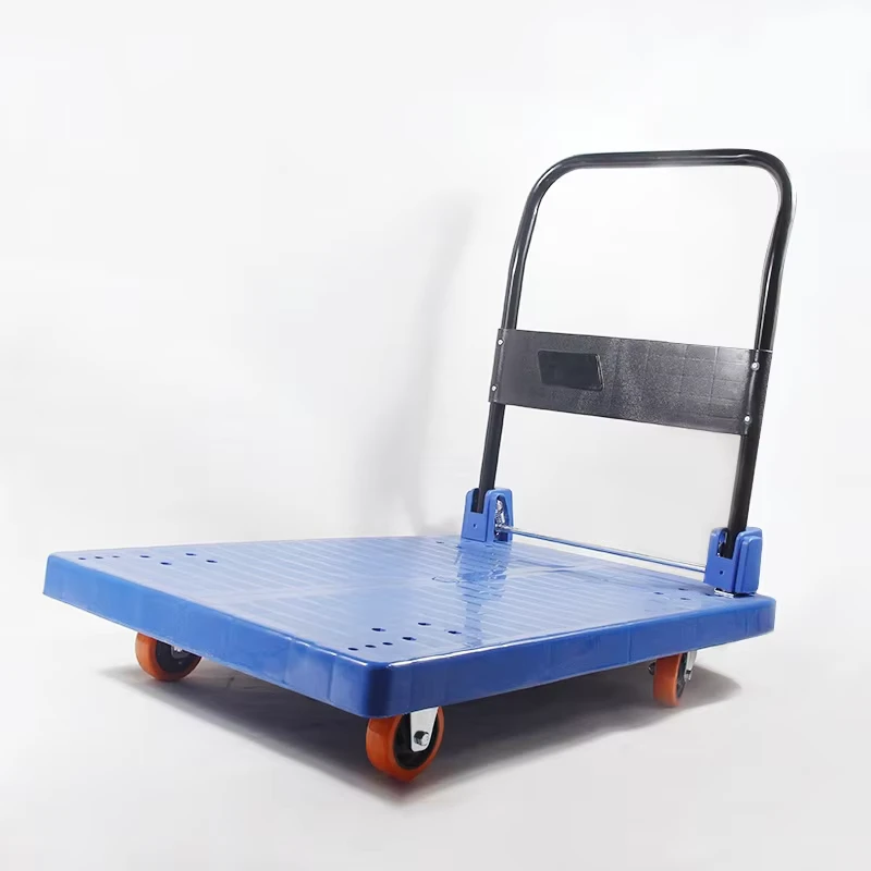 Customizable OEM Plywood Four Wheel Folding Push Cart Silent Platform Trolley Multi Purpose Transport Vehicle Wheel Flat Trolley