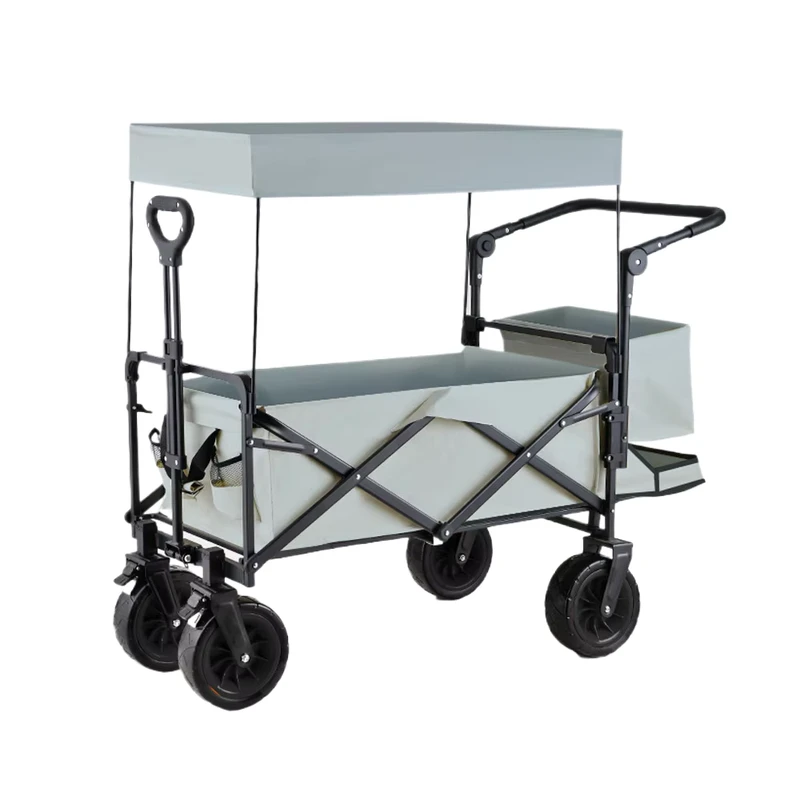 Customizable OEM Portable Four Wheel Folding Collapsible Outdoor Utility Cart Industrial Use Camping Wagon Shopping Storage