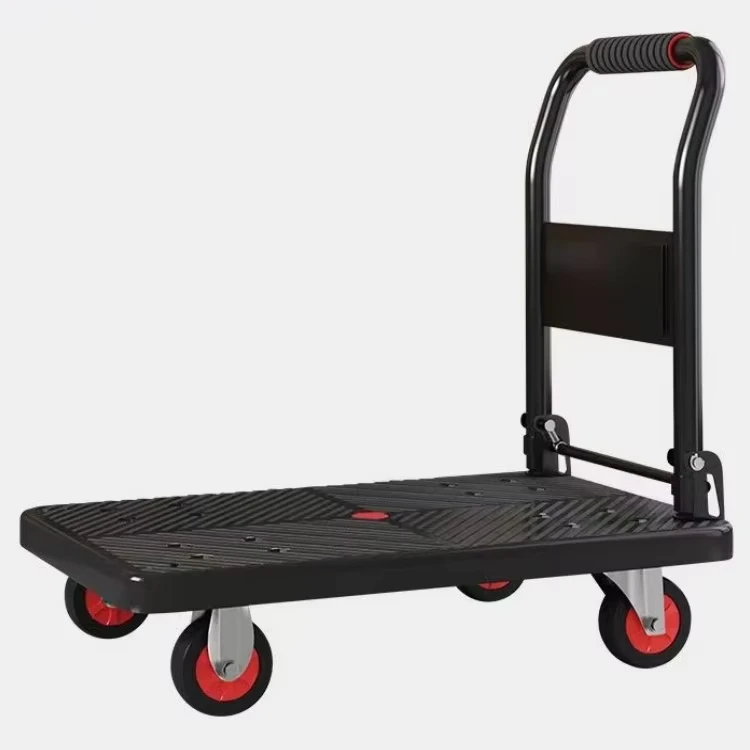 Customizable OEM Portable Household Trolley 480KG Steel Plastic 90*60 Folding Flat Trolley Four Wheel Pulley Small Pull Trolley