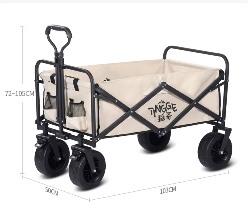 Customizable OEM Portable Outdoor Camping Cart with Large Capacity Stainless Steel Roll Container and Small Picnic Tent Cart