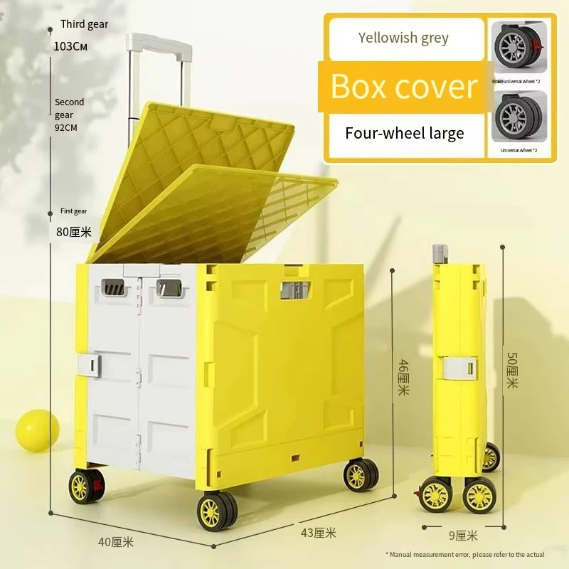 Customizable Portable Four Wheel Folding Travel Hand Cart Plastic Trolley Platform Structure Easy Travel with OEM Support