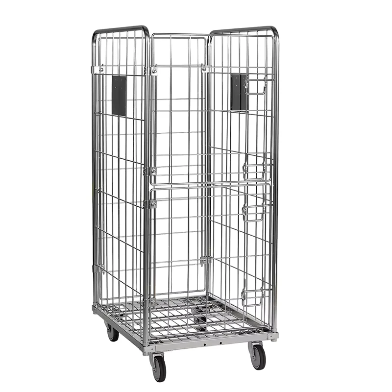 Customizable Powder Coated Roll Cage Four sided Lockable Design Multi purpose Cargo Storage Equipment Trolley 500kg Capacity