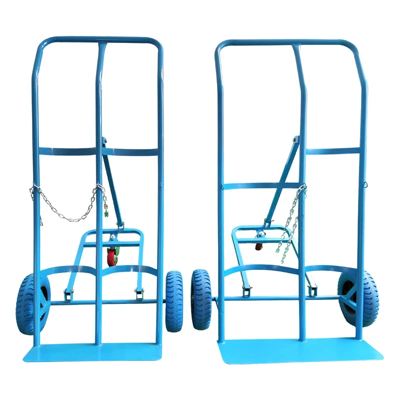 Customizable Stainless Steel Three-Wheel Gas Cylinder Hand Truck Trolley Platform Two Gas Bottles Oxygen Cylinder
