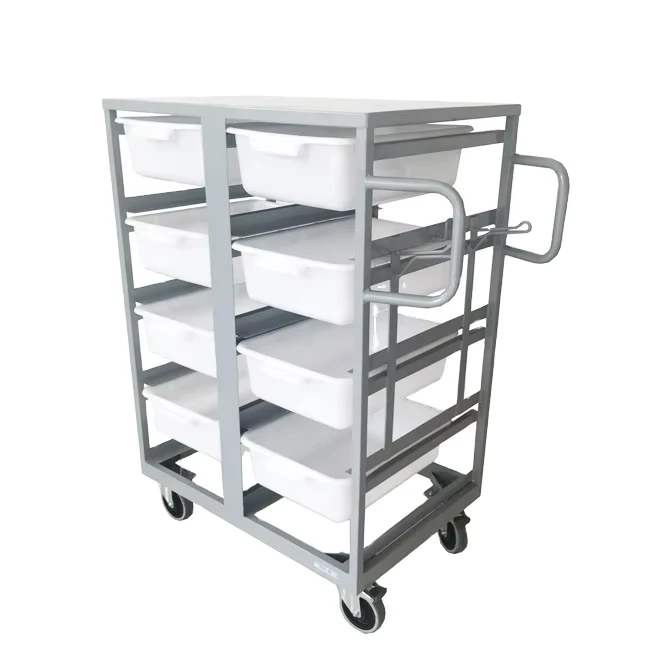 Customizable Steel Hand Push Trolley 4 Wheeled Wagon Cart with Rubber Wheels Carry Shopping Goods Picking Cart