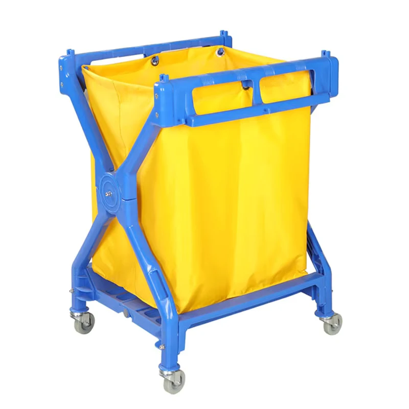 Customizable X Shape Plastic Laundry Collection Trolley for Hotel Use YG08158 Cleaning Cart