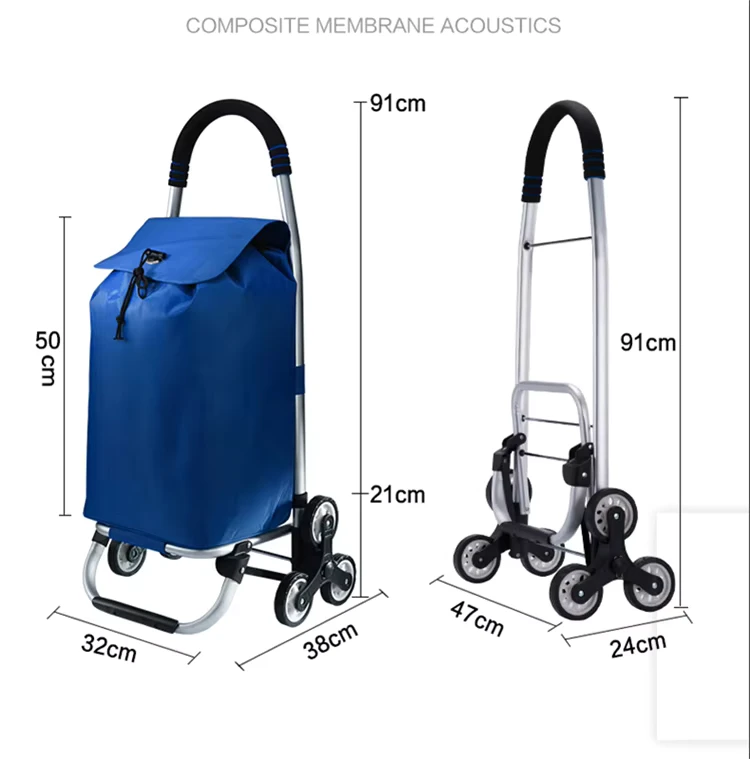 Customization Logo Multifunctional Carrier Bag Lightweight Foldable Shopping Bag Market Trolley With 6 Wheels