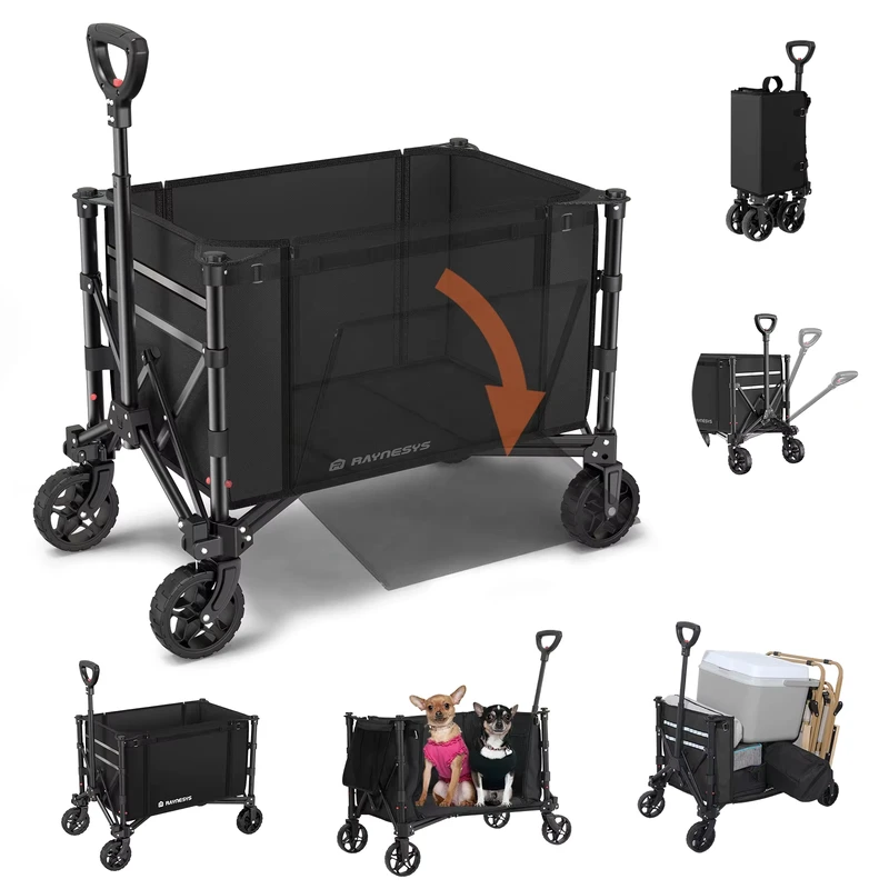 Customize Heavy Duty Collapsible Folding Wagon Utility Outdoor Camping Garden Cart with Universal Wheels Adjustable Handle