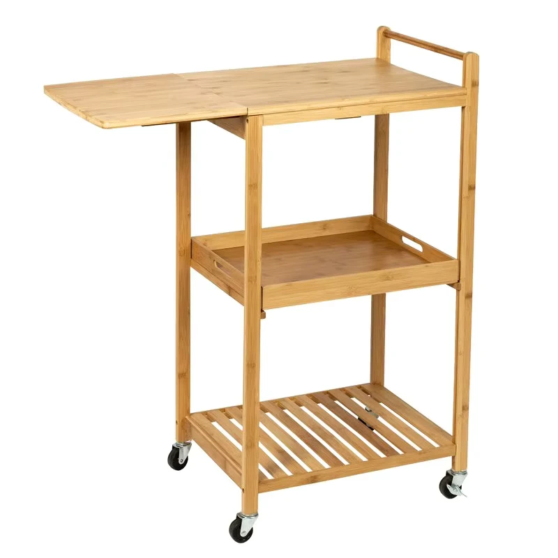 Customized 3 Tier Rolling Utility Storage Cart with Lockable Wheels and Handle Grid Basket for Kitchen