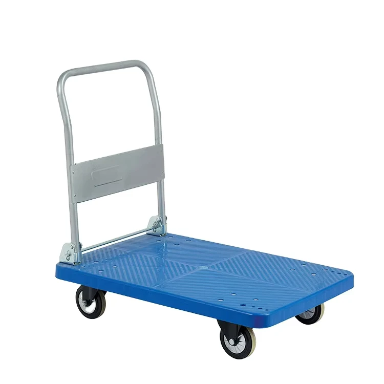 Customized 300kg Heavy Duty Foldable Plastic Hand Platform Truck for Warehouse Cart Trolley